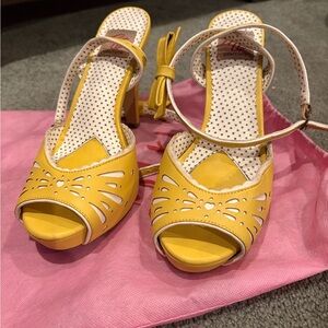 Pinup Couture Yellow Peep-Toe Heels